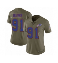 Women's Buffalo Bills #91 Ed Oliver Limited Olive 2017 Salute to Service Football Jersey
