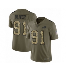 Youth Buffalo Bills #91 Ed Oliver Limited Olive Camo 2017 Salute to Service Football Jersey