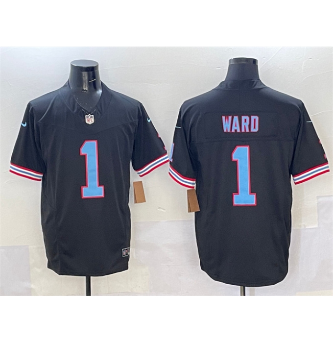Men's Tennessee Titans #1 Cameron Ward Black 2025 Draft F.U.S.E. Vapor Limited Football Stitched Jersey