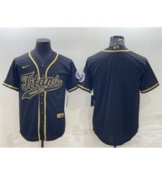 Men's Tennessee Titans Blank Black Gold With Patch Cool Base Stitched Baseball Jersey