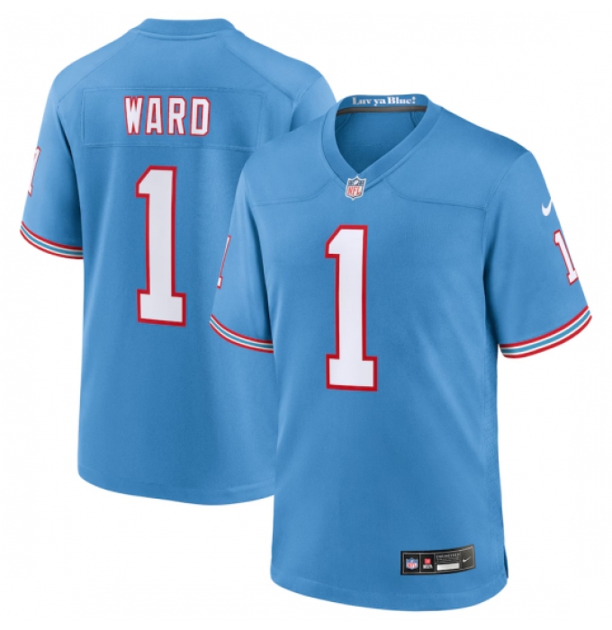 Men's Youth Tennessee Titans #1 Cameron Ward Nike Light Blue 2025 NFL Draft First Round Pick 2nd Alternate Game Jersey