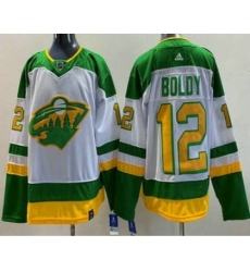 Men's Minnesota Wild #12 Matt Boldy White 2021 Reverse Retro Authentic Jersey