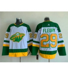 Men's Minnesota Wild #29 Marc-Andre Fleury White Green Stitched Jersey