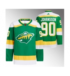 Men's Minnesota Wild #90 Marcus Johansson Green 2022-23 Reverse Retro Stitched Jersey