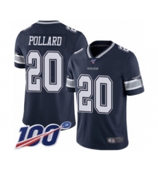 Men's Dallas Cowboys #20 Tony Pollard Navy Blue Team Color Vapor Untouchable Limited Player 100th Season Football Jersey