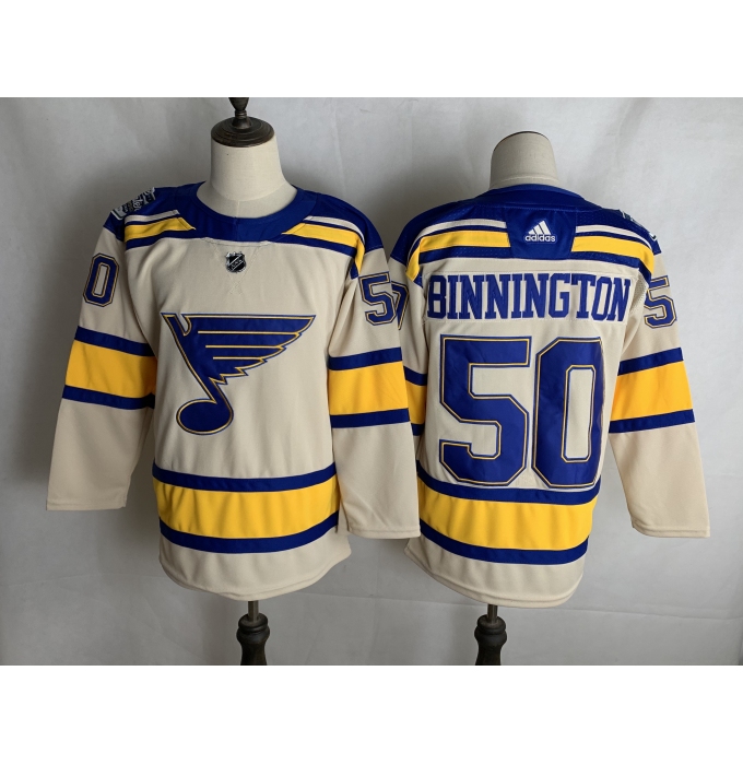 Men's St. Louis Blues #50 Jordan Binnington Cream 2022 Winter Classic Authentic Player Jersey