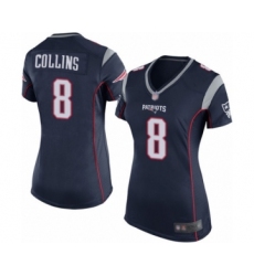 Women's New England Patriots #8 Jamie Collins Game Navy Blue Team Color Football Jersey