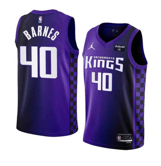 Men's Sacramento Kings #40 Harrison Barnes Purple 2023-24 Statement Edition Swingman Stitched Jersey