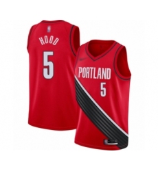 Men's Portland Trail Blazers #5 Rodney Hood Authentic Red Finished Basketball Jersey - Statement Edition
