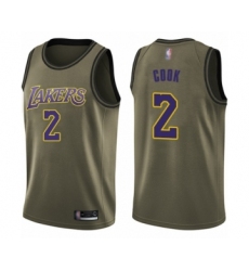 Men's Los Angeles Lakers #2 Quinn Cook Swingman Green Salute to Service Basketball Jersey