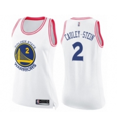 Women's Golden State Warriors #2 Willie Cauley-Stein Swingman White Pink Fashion Basketball Jersey