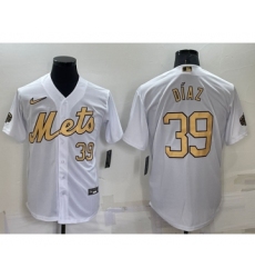 Men's New York Mets #39 Edwin Diaz Number White 2022 All Star Stitched Cool Base Nike Jersey