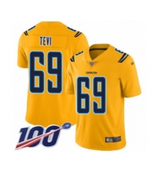 Youth Los Angeles Chargers #69 Sam Tevi Limited Gold Inverted Legend 100th Season Football Jersey