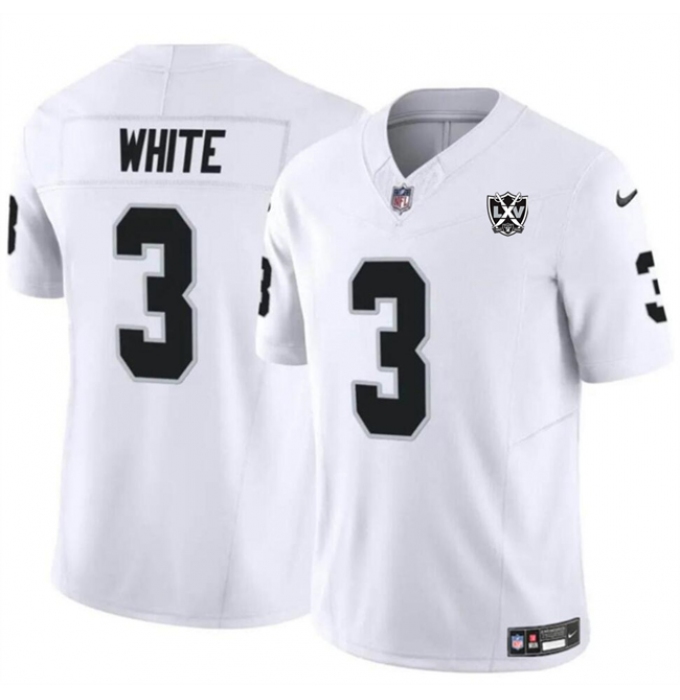 Men's Las Vegas Raiders #3 Zamir White White 2024 F.U.S.E 65th Anniversary Vapor Stitched Football Jersey