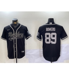 Men's Las Vegas Raiders #89 Brock Bowers Black Cool Base Stitched Baseball Jersey