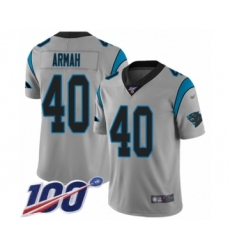 Men's Carolina Panthers #40 Alex Armah Silver Inverted Legend Limited 100th Season Football Jersey