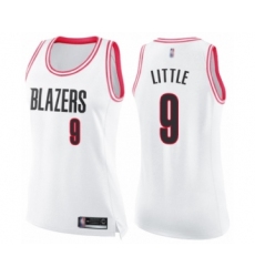 Women's Portland Trail Blazers #9 Nassir Little Swingman White Pink Fashion Basketball Jersey