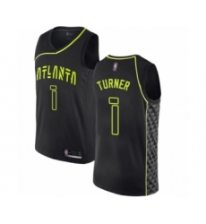 Men's Atlanta Hawks #1 Evan Turner Authentic Black Basketball Jersey - City Edition