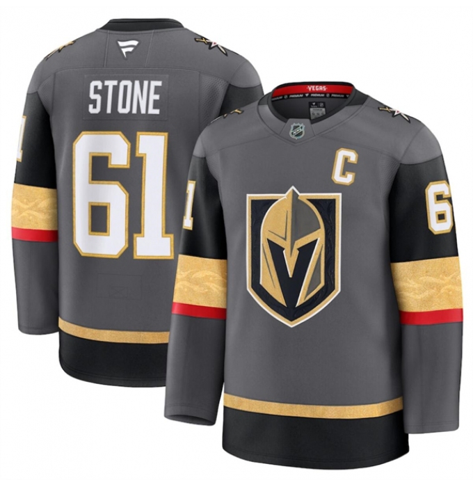 Men's Vegas Golden Knights #61 Mark Stone Grey 2024-25 Alternate Stitched Hockey Jersey