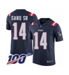Youth New England Patriots #14 Mohamed Sanu Sr Limited Navy Blue Rush Vapor Untouchable 100th Season Football Jersey