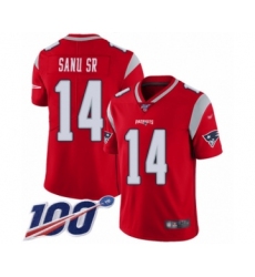 Youth New England Patriots #14 Mohamed Sanu Sr Limited Red Inverted Legend 100th Season Football Jersey