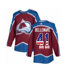 Youth Colorado Avalanche #41 Pierre-Edouard Bellemare Authentic Burgundy Red USA Flag Fashion Hockey Jersey