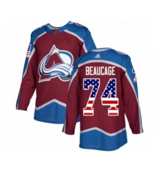 Men's Colorado Avalanche #74 Alex Beaucage Authentic Burgundy Red USA Flag Fashion Hockey Jersey