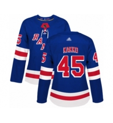 Women's New York Rangers #45 Kaapo Kakko Authentic Royal Blue Home Hockey Jersey