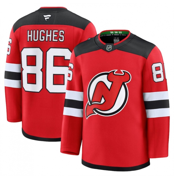 Men's New Jersey Devils #86 Jack Hughes Red 2024-25 Home Stitched Hockey Jersey