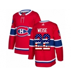 Men's Montreal Canadiens #22 Dale Weise Authentic Red USA Flag Fashion Hockey Jersey