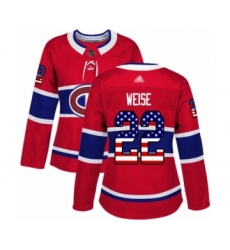 Women's Montreal Canadiens #22 Dale Weise Authentic Red USA Flag Fashion Hockey Jersey