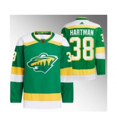 Men's Minnesota Wild #38 Ryan Hartman Green 2022-23 Reverse Retro Stitched Jersey