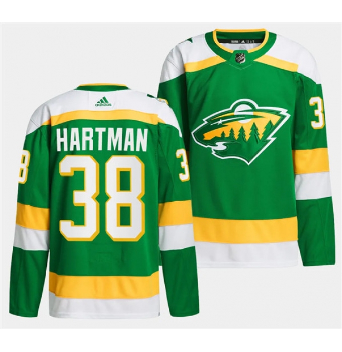 Men's Minnesota Wild #38 Ryan Hartman Green 2023-24 Stitched Jersey