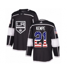Men's Los Angeles Kings #21 Mario Kempe Authentic Black USA Flag Fashion Hockey Jersey