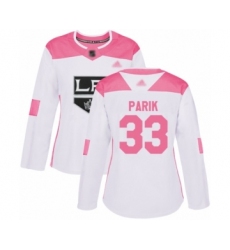 Women's Los Angeles Kings #33 Lukas Parik Authentic White Pink Fashion Hockey Jersey