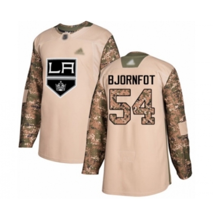 Men's Los Angeles Kings #54 Tobias Bjornfot Authentic Camo Veterans Day Practice Hockey Jersey