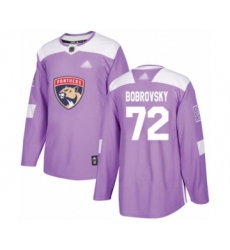 Youth Florida Panthers #72 Sergei Bobrovsky Authentic Purple Fights Cancer Practice Hockey Jersey