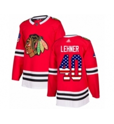 Men's Chicago Blackhawks #40 Robin Lehner Authentic Red USA Flag Fashion Hockey Jersey