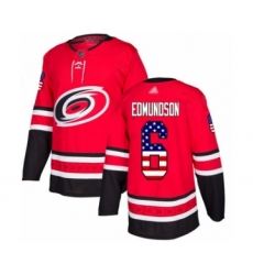Youth Carolina Hurricanes #6 Joel Edmundson Authentic Red USA Flag Fashion Hockey Jersey