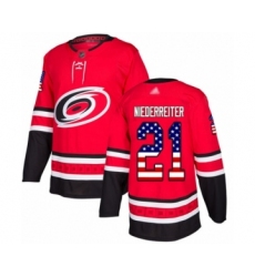 Youth Carolina Hurricanes #21 Nino Niederreiter Authentic Red USA Flag Fashion Hockey Jersey