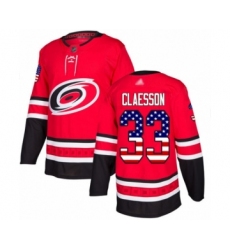 Men's Carolina Hurricanes #33 Fredrik Claesson Authentic Red USA Flag Fashion Hockey Jersey