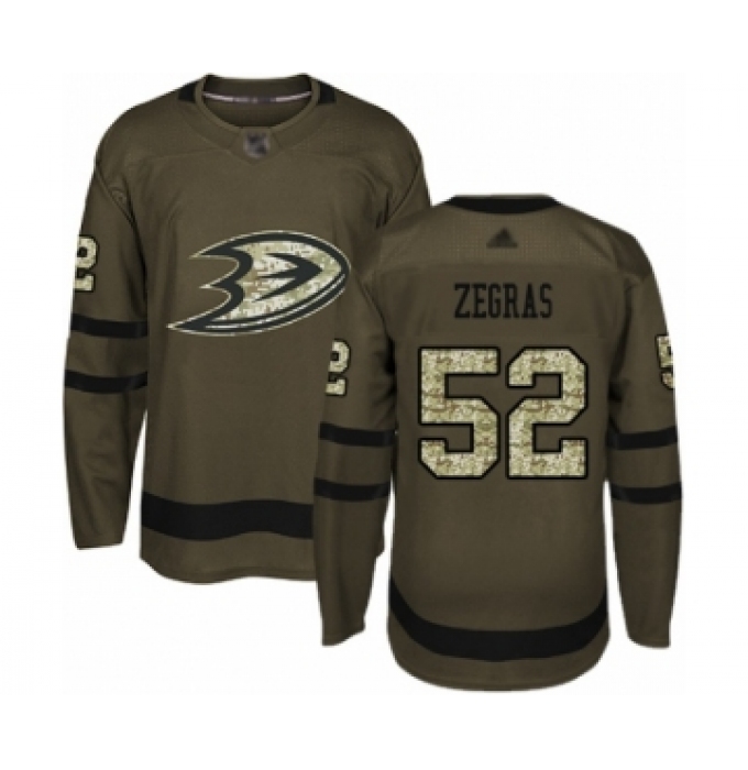 Men's Anaheim Ducks #52 Trevor Zegras Authentic Green Salute to Service Hockey Jersey