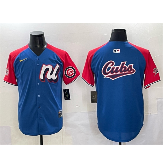 Men's National League Chicago Cubs Team Big Logo Blue Red Alternate 2025 All-Star Edition Limited Stitched Baseball Jersey