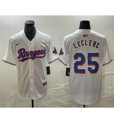 Men's Texas Rangers #25 Jose Leclerc White 2024 Gold Collection Limited Cool Base Jersey