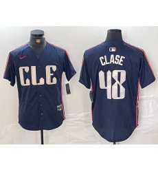 Men's Cleveland Guardians #48 Emmanuel Clase Navy 2024 City Connect Limited Stitched Jersey