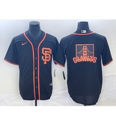 Men's San Francisco Giants Black Team Big Logo Cool Base Stitched Baseball Jersey