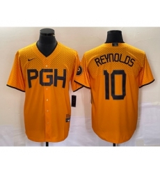 Men's Nike Pittsburgh Pirates #10 Bryan Reynolds Gold 2023 City Connect Stitched Jersey 1