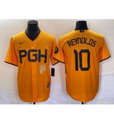 Men's Nike Pittsburgh Pirates #10 Bryan Reynolds Gold 2023 City Connect Stitched Jersey