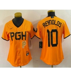 Women's Pittsburgh Pirates #10 Bryan Reynolds Yellowd 2023 City Connect Stitched Jersey 1