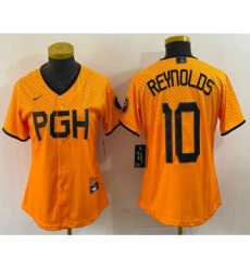 Women's Pittsburgh Pirates #10 Bryan Reynolds Yellowd 2023 City Connect Stitched Jersey